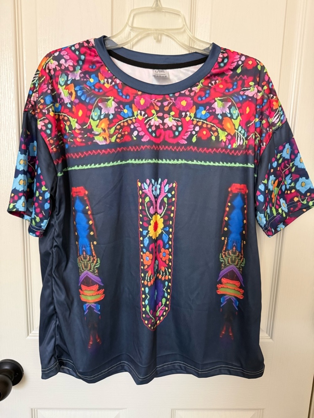 Boho Floral Graphic Crewneck Top - Navy Multi
